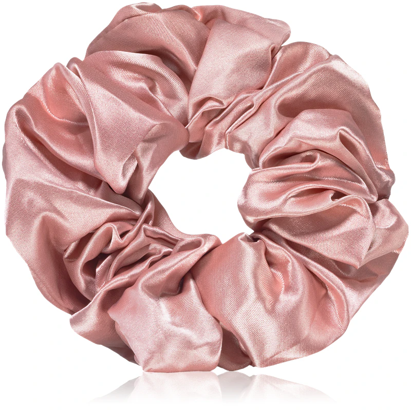 Conjunto de scrunchies grandes de cetim BrushArt Hair nas cores rosa e violeta.