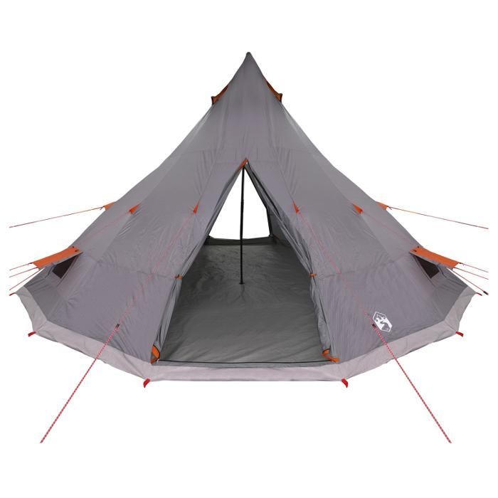 Grey and orange Tipi family tent for 12 people, waterproof