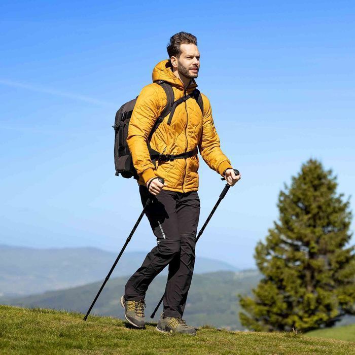 Nordend Hop-Sport säädettävät vaellussauvat 65-135 cm, alumiiniset kävelykepit, iskunvaimennusjärjestelmä, musta kantolaukku