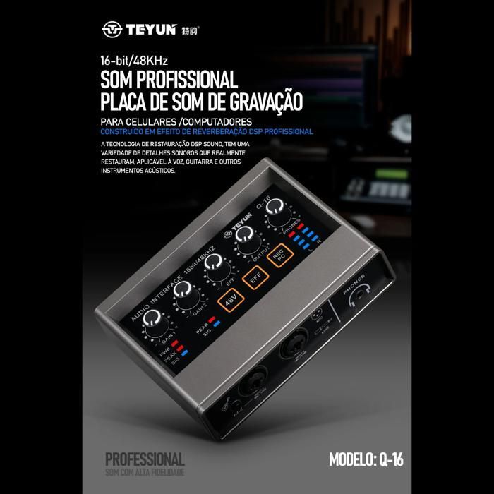 Mezclador de audio - RNCYN - Q-16 - 48 kHz - Interfaz de monitorización - Grabación en directo - Tarjeta de sonido