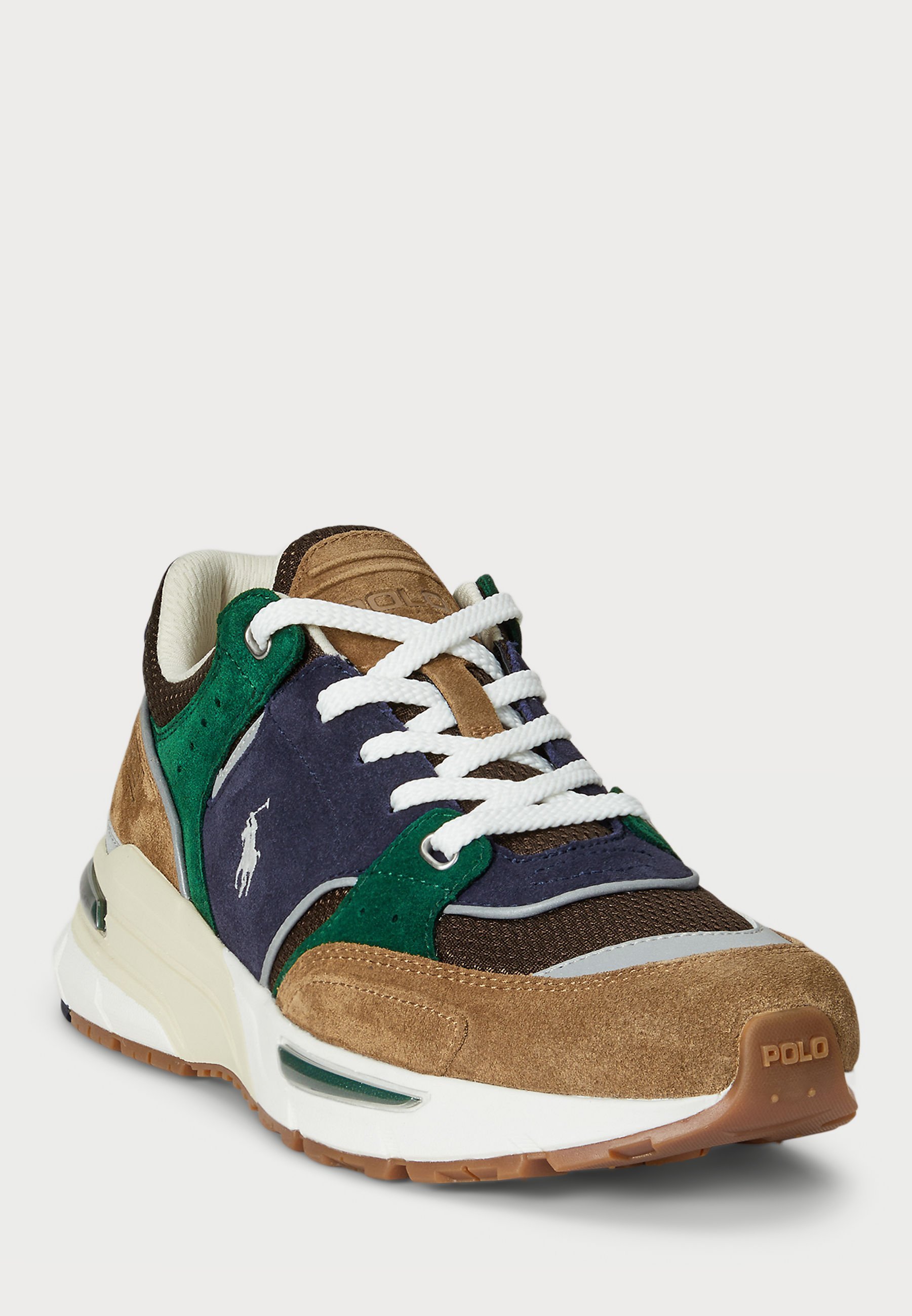 Polo Ralph Lauren TRACKSTER 250 SUÈDE & MESH SNEAKER - Sneakers - desert tan/navy/multi