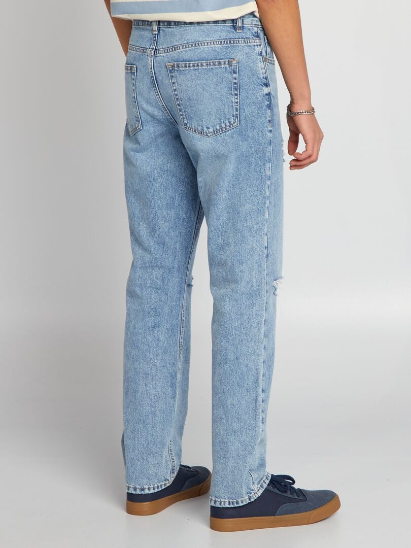 Wijde jeans met slijtageplekken - BLAUW