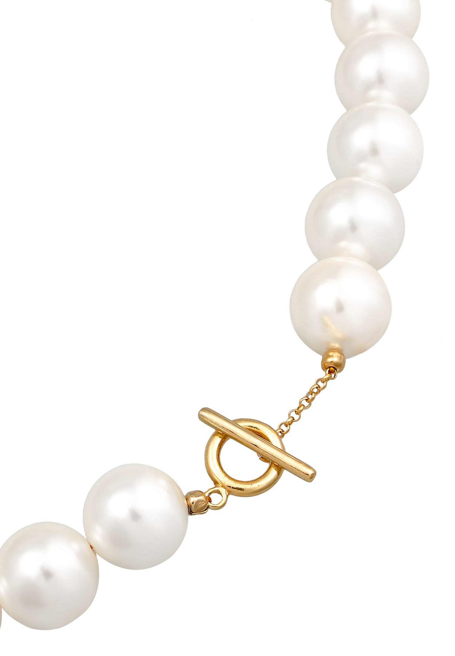Elli Femmes Tendance T-Bone fermoir avec perles de coquillage en argent sterling 925 plaqué or