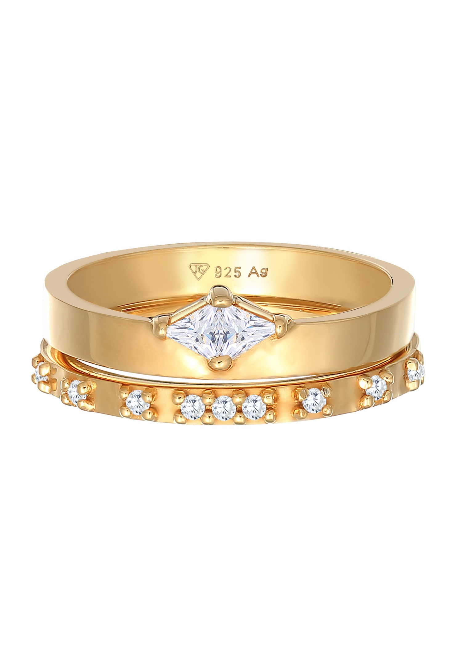 Elli Femmes Ensemble Solitaire Fiançailles avec Cristaux de Zirconium en Argent Sterling 925
