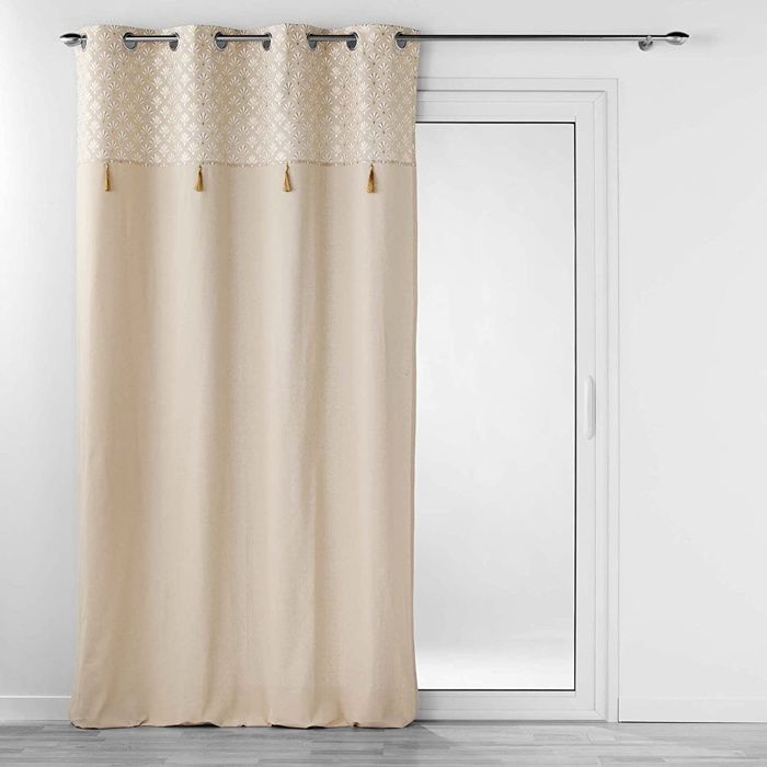 Gold Rafina 140 x 240 cm Cotton Light Filtering Curtain with Tassels