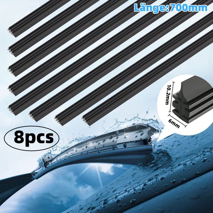 8 Pièces Lames d'Essuie-Glace de Rechange en Caoutchouc, 700mm Universelles Glace Bandes Essuie-Glaces,Caoutchouc de Remplacement