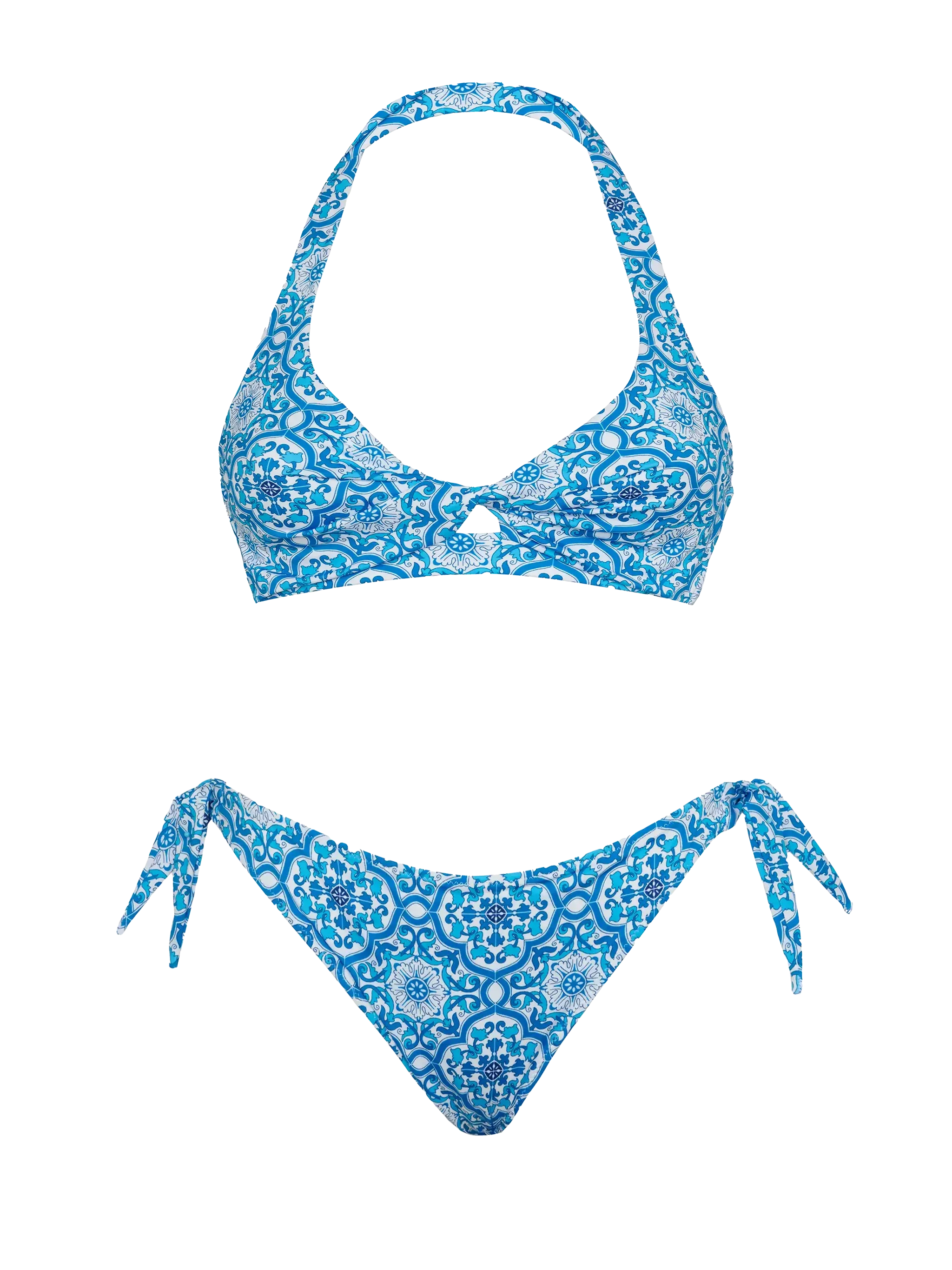 Leda Yali bralette-bikini met majolica-print