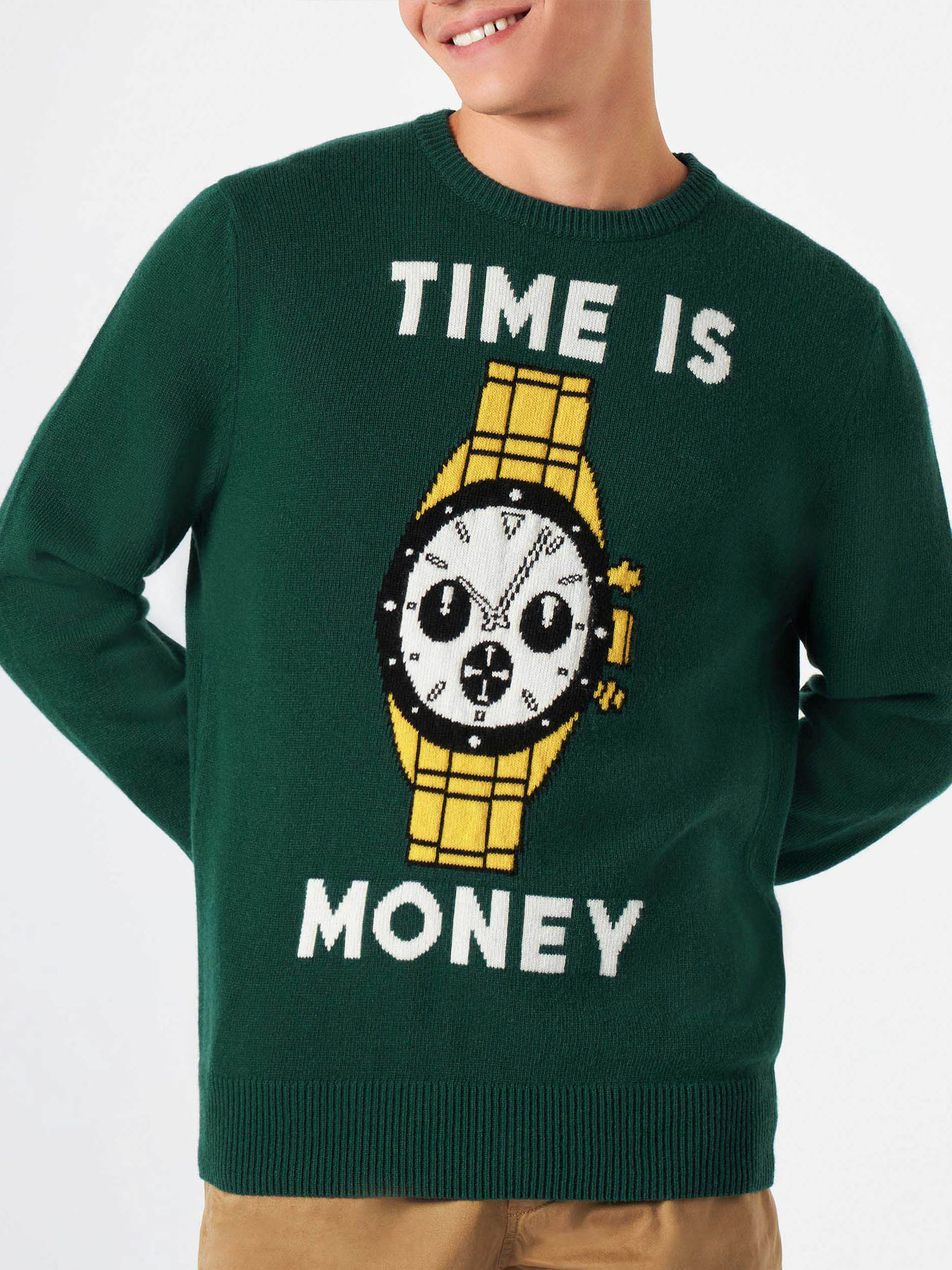 Pull pour homme avec imprimé « Le temps c'est de l'argent »