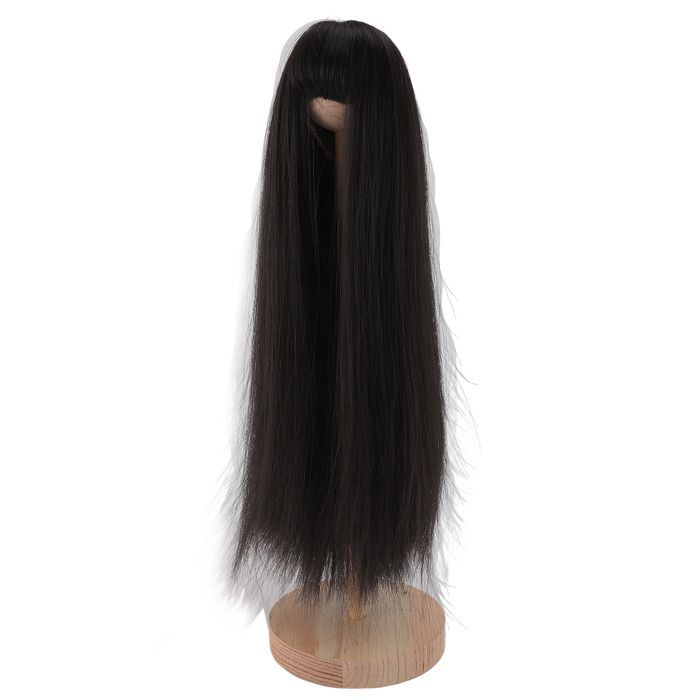 OMABETA Long Wig for 1/4 Scale Dolls with Realistic Bangs - Synthetic Fiber for 18.5-21cm Heads, Black