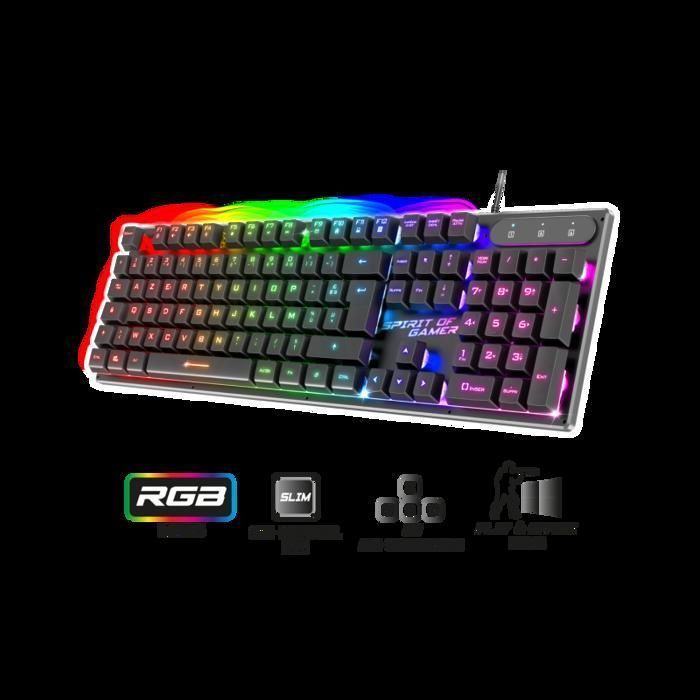 Teclado Gamer - SPIRIT OF GAMER - PRO K1 - Semi-Mecânico - Retroiluminado - Teclado Francês AZERTY