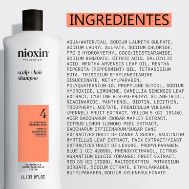 Nioxin Professionals Schampo Hårbotten 4 Färgat Torrt Skadat Hår Presentset 4 Schampo för Skadat Hår 1000 ml 1000 ml