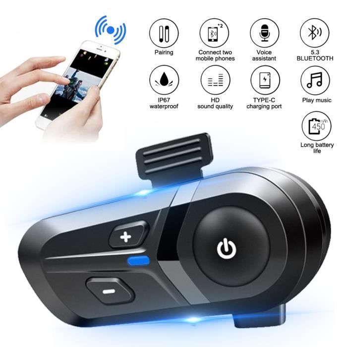 Intercom moto - MIOLOE - Bluetooth 5.3 - Autonomie 120H - Étanchéité IPX67 - Universel