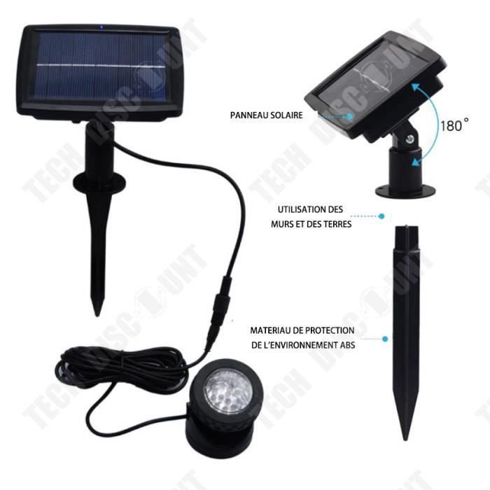 Proyector solar TD® de 6 LED, impermeable y de bajo voltaje, para exteriores, iluminación subacuática, acuarios y piscinas.