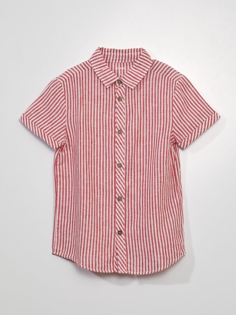 Camisa de manga corta a rayas - ROJA