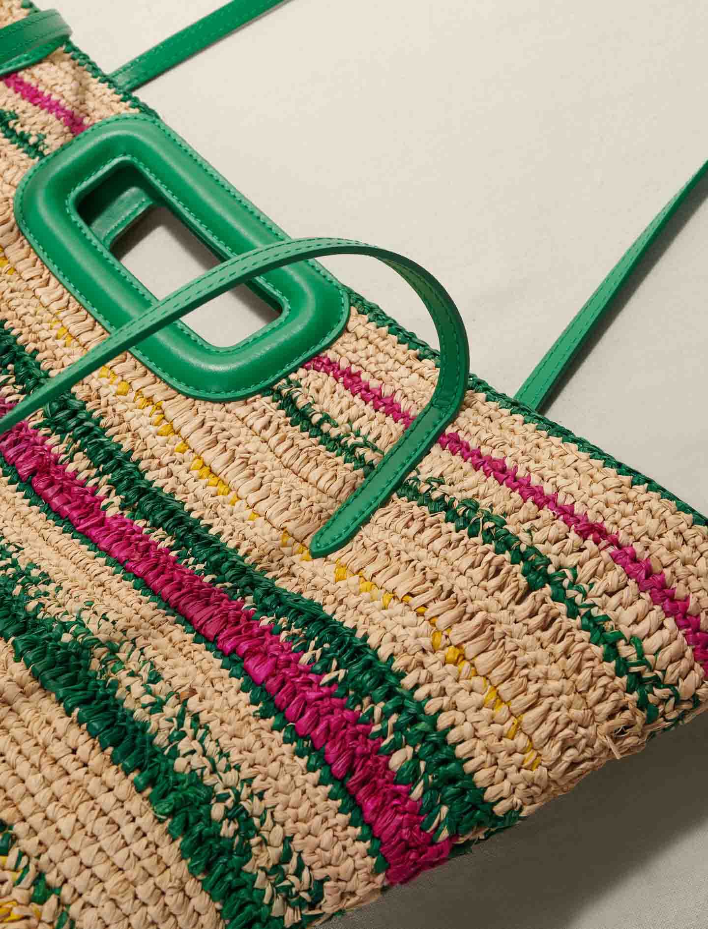 Raffia mand met strepen - Vert Casino