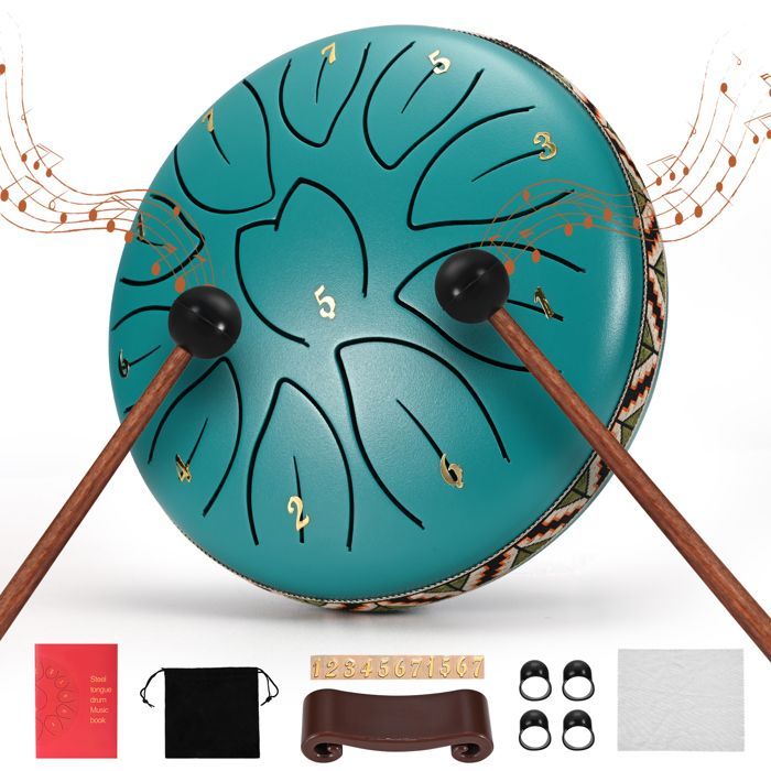 TTLIFE Tamburo a lingua in acciaio da 6 pollici a 11 toni, handpan, strumento a percussione per la meditazione