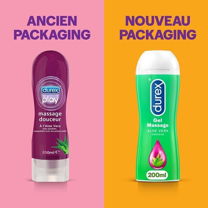 Durex Water-Based Massage and Lubricating Gel - with Aloe Vera Extract - 200 ml, Pack of 6
