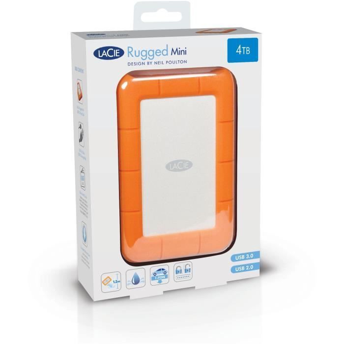 Disque dur externe Lacie USB 3.0 Rugged Mini 4 TO