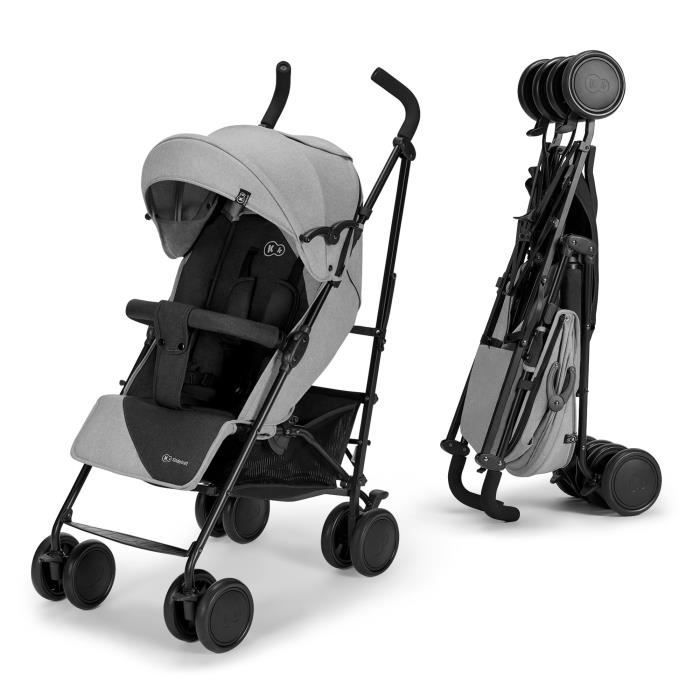 Poussette canne Kinderkraft Siesta Grey - Gris - Légère et compacte - Harnais 5 points et freins sur chaque roue