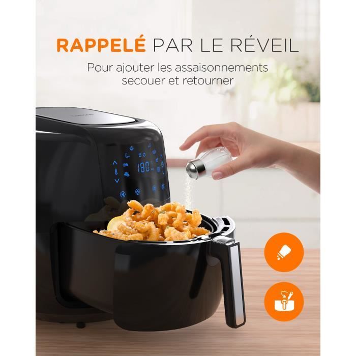 Tomons 5,5L Friteuse electrique sans huile Airfryer XXL Avec cuve amovible et Recette, 8 Modèles, Écran Tactile LED, 1800W