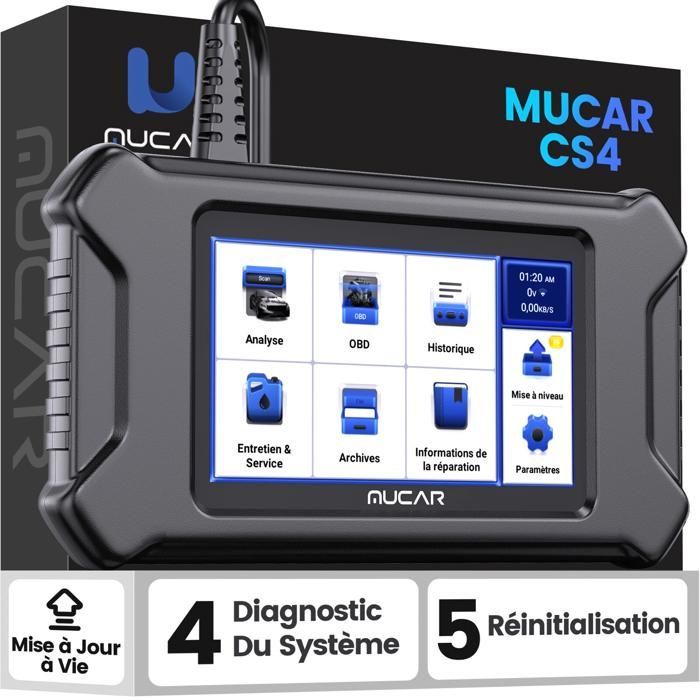 BAZARLAND30.Mucar CS4 Scanner OBD2 per autodiagnosi, valigetta, EPB, SAS, TPMS, TBA, ETS, FR