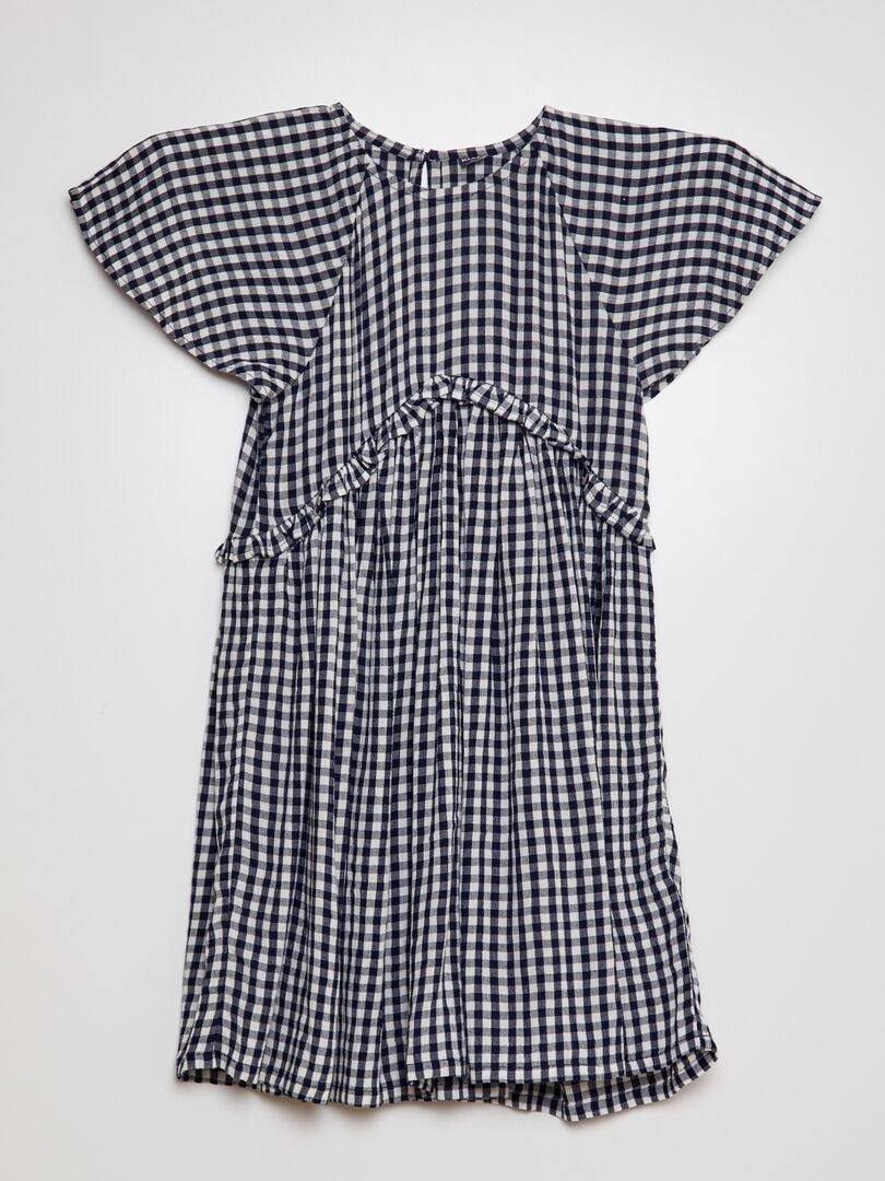Vestido estampado con volantes - AZUL