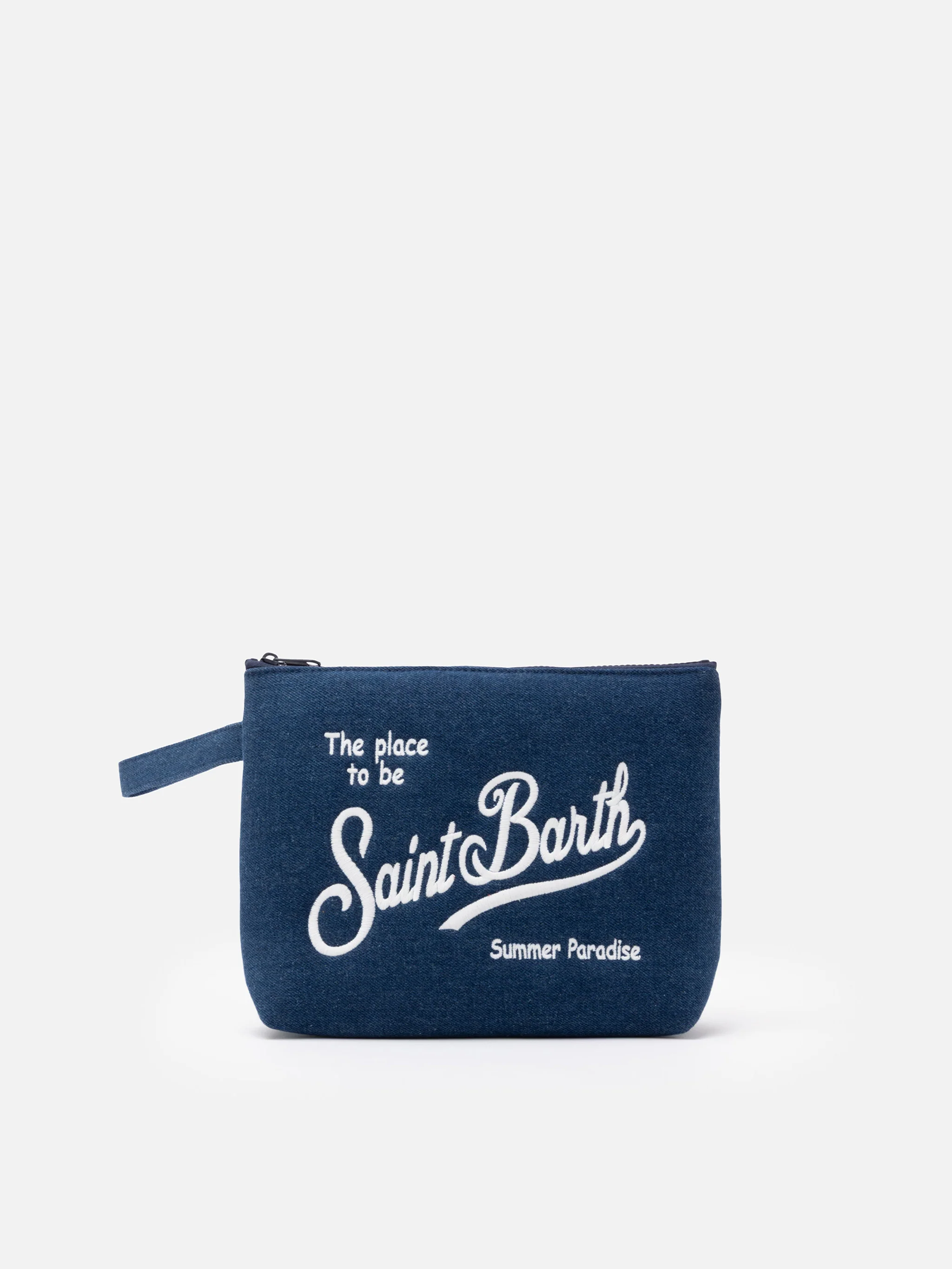 Aline L clutch tas met denimlook