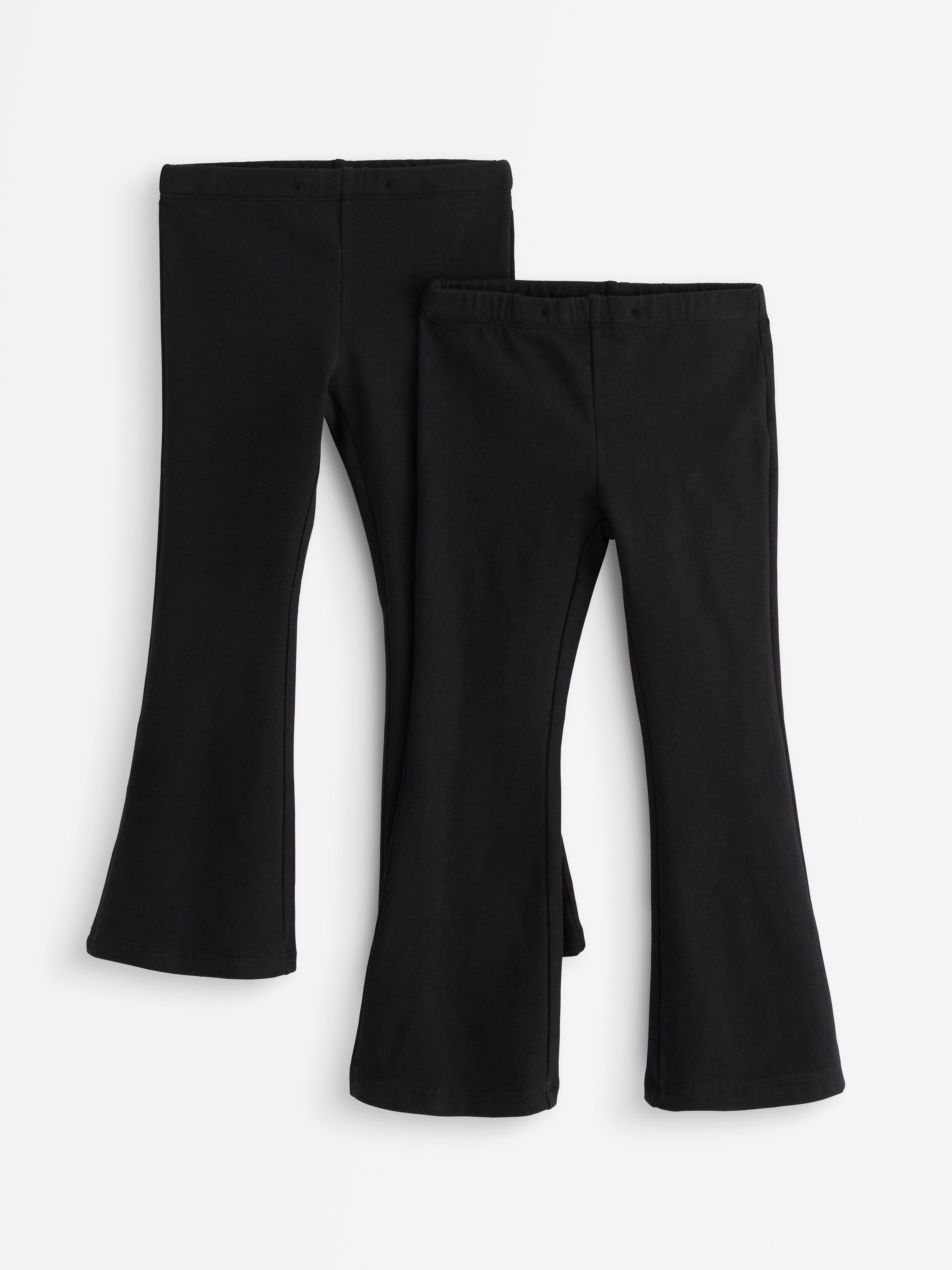 2-pakning med utsvingte leggings med børstet innside, svart