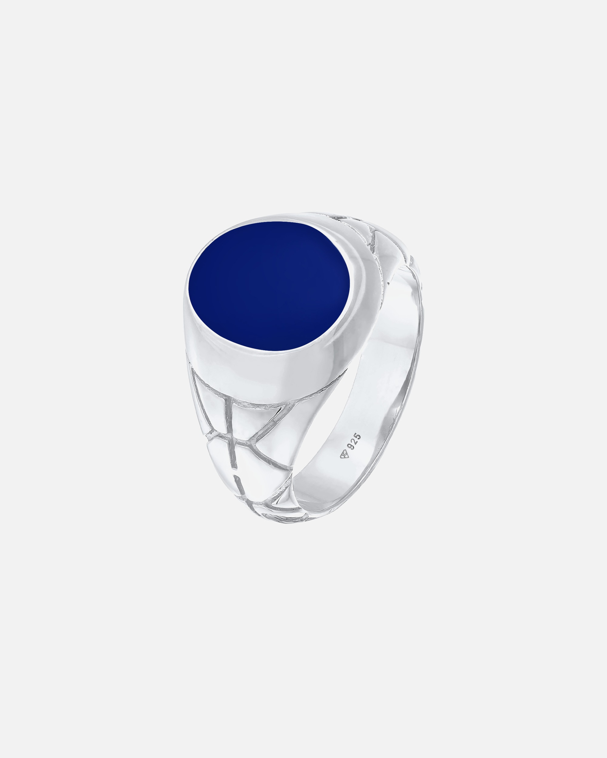KUZZOI Chevalière de base pour homme - Bleu ovale avec émail en argent sterling 925 plaqué or