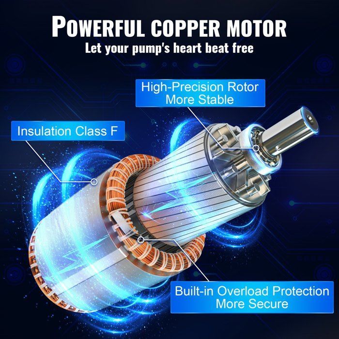 Pompe Immergée pour Puits Profond VEVOR 370 W - Débit Maximal 110 L/min - Tête Maximale 44 m