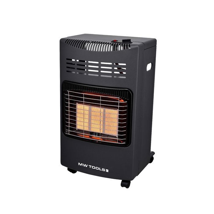 Calentador radiante de gas infrarrojo portátil MW Tools WG15I de 4200 vatios con potencia ajustable.