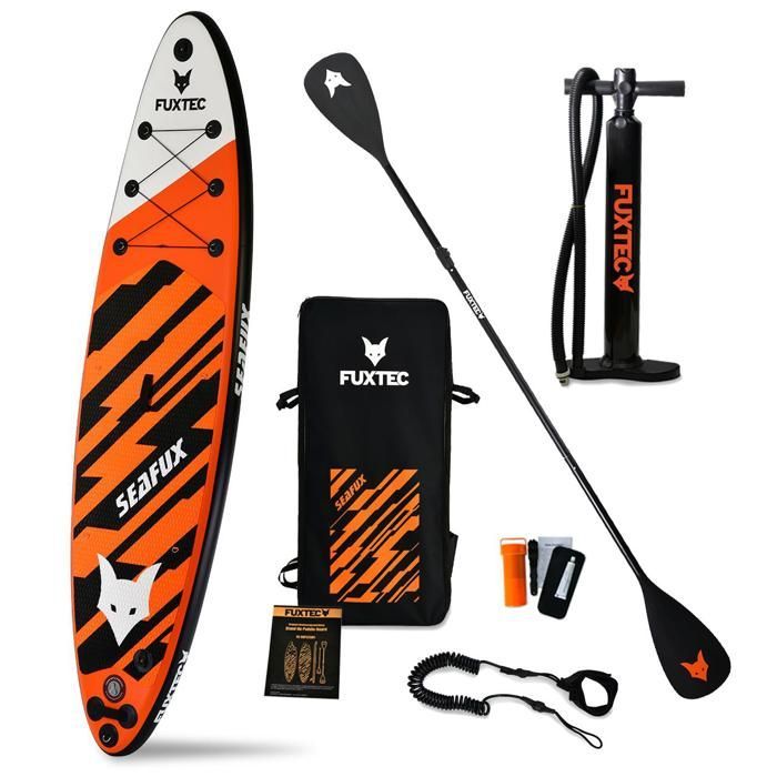 FUXTEC opblaasbaar stand-up board, 320 x 81 x 15 cm - oranje, wit, zwart - Sea Cruiser
