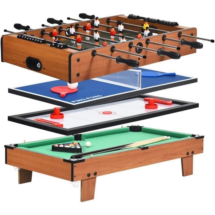 Mesa multijuegos plegable GOPLUS 4 en 1 para billar, futbolín, hockey y tenis de mesa, mesa de juego multifuncional de 81,5 x 43 x 29,5 cm.