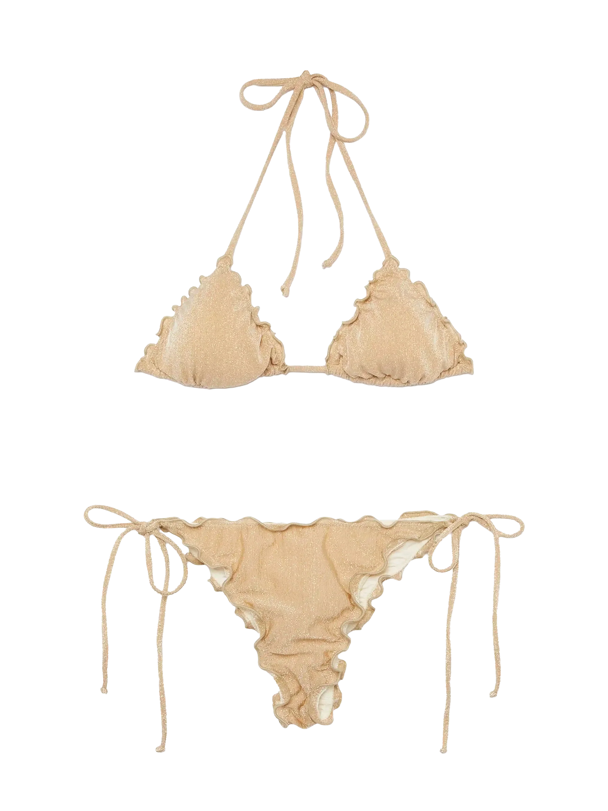 Sagittarius Miami Classic Triangle Bikini in Gold Lurex