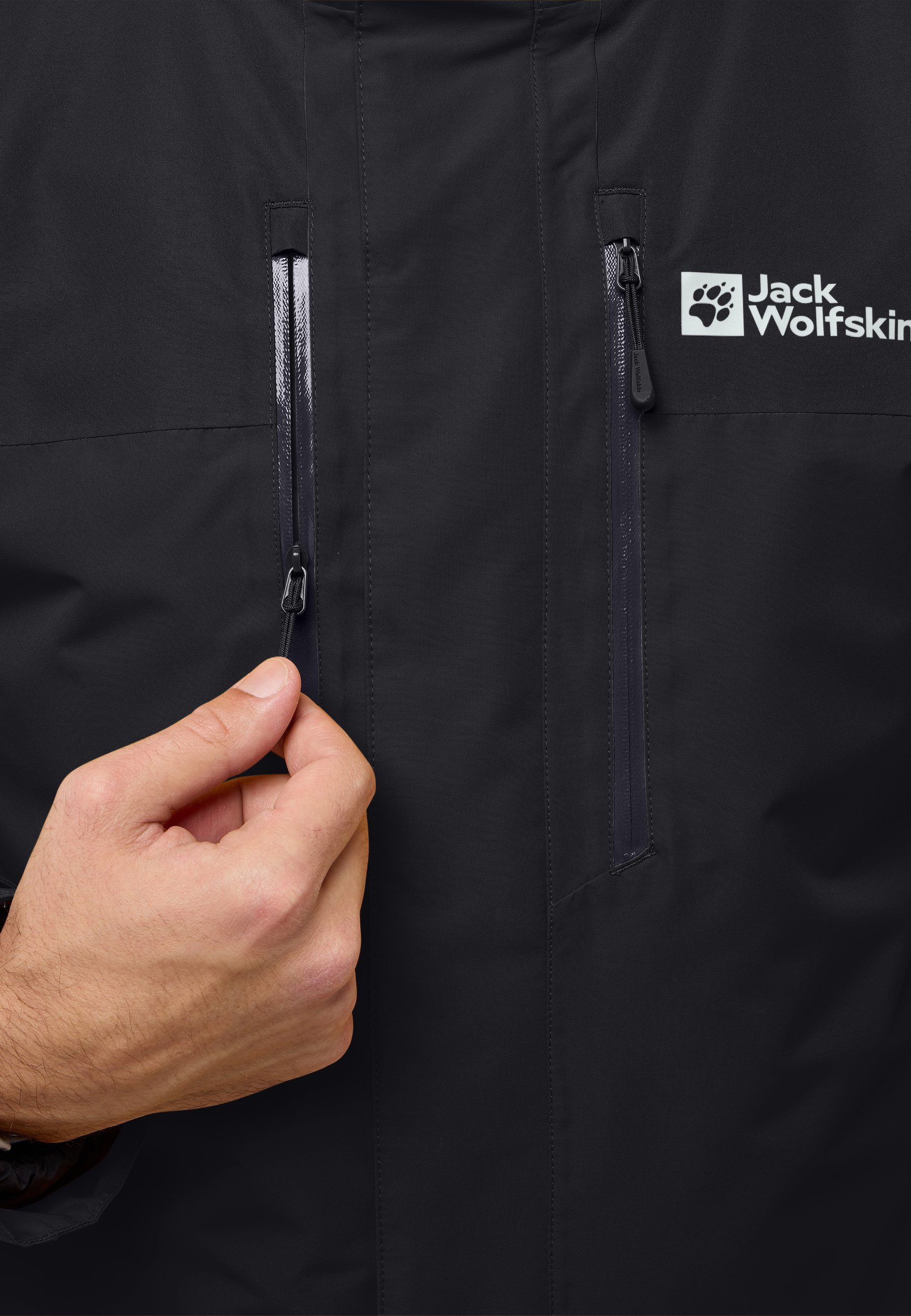 Veste imperméable Jack Wolfskin JASPER 3EN1 - noire