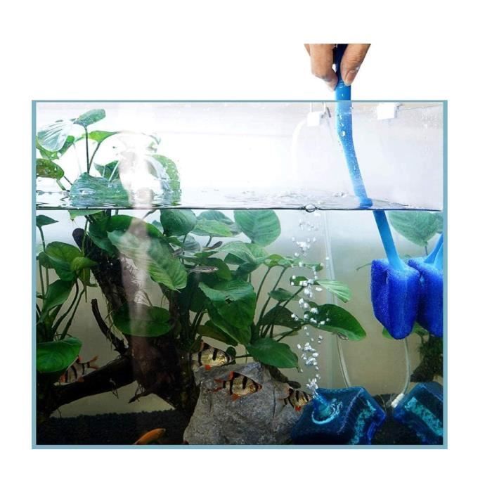 Brosse de nettoyage en éponge pour aquarium - En une seule pièce - Algicide - Double face - Avec poignée