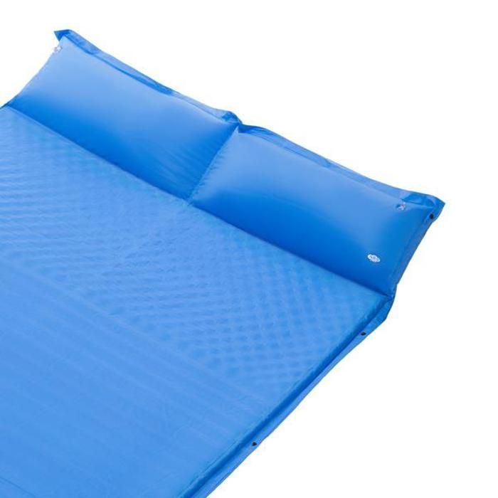 Matelas autogonflant double avec oreiller - NILS CAMP - NC4060 - Bleu - Pour deux personnes - Polyester - Mousse PU