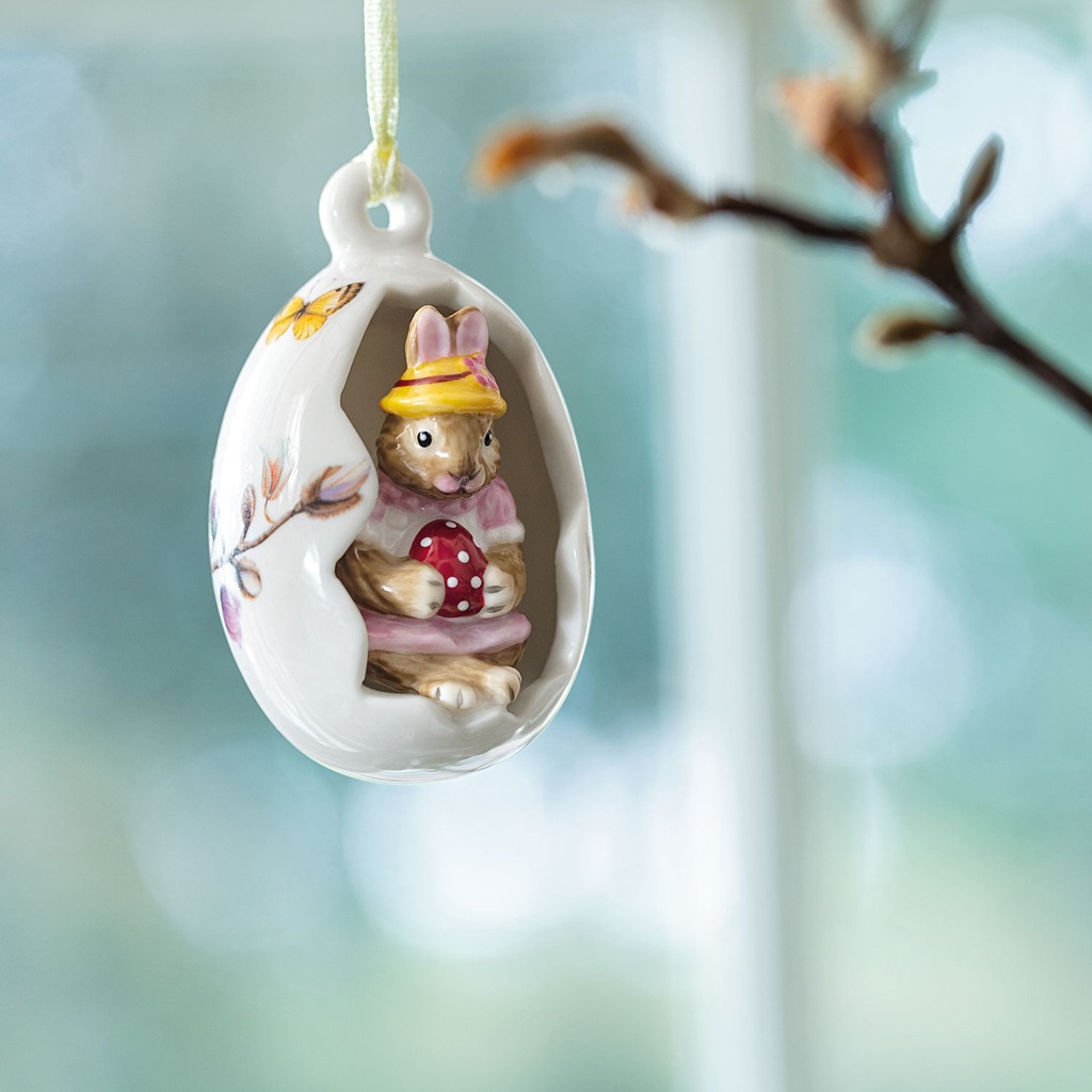Villeroy & Boch Deko-Ei-Ornament Anna, Blumen rosa Bunny Tales - 1 Stück