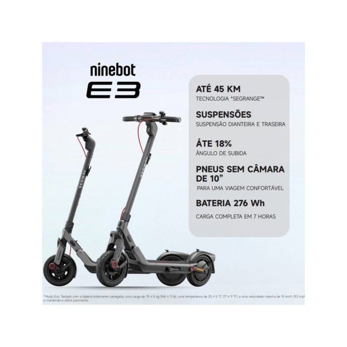 Segway Ninebot E3 E Monopattino Elettrico Nero/Grigio 25 km/h 800W