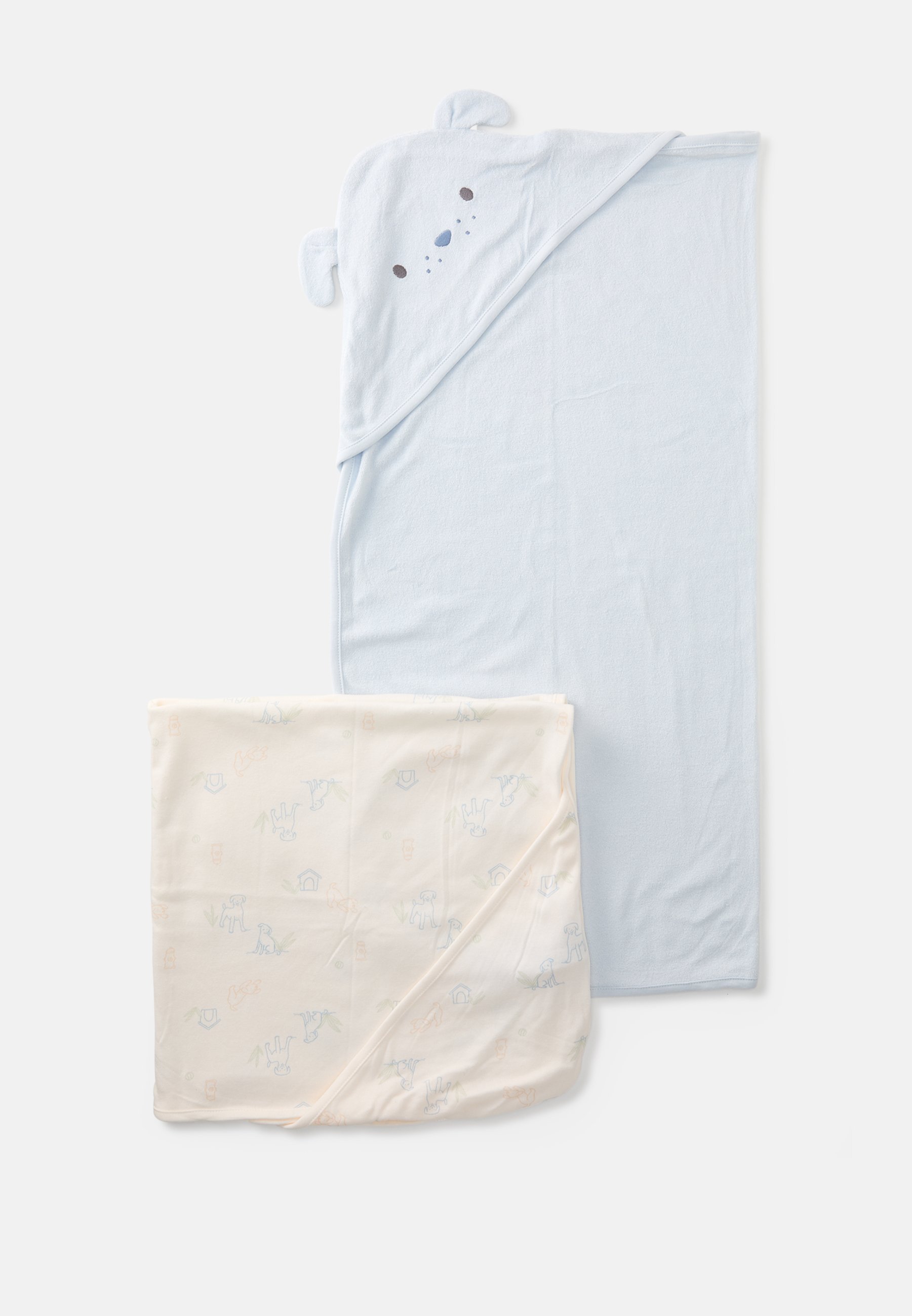 Toalhas de banho Carter's unissex, pacote com 2 unidades - Toalha de banho - branco-creme/azul-claro
