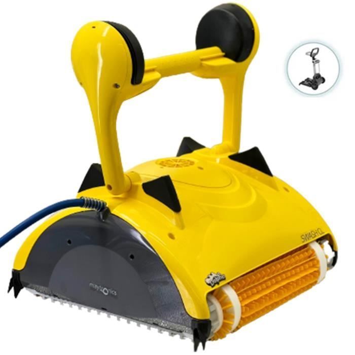 Robot eléctrico para piscinas, para suelo y paredes, con cepillos combinados y carro.