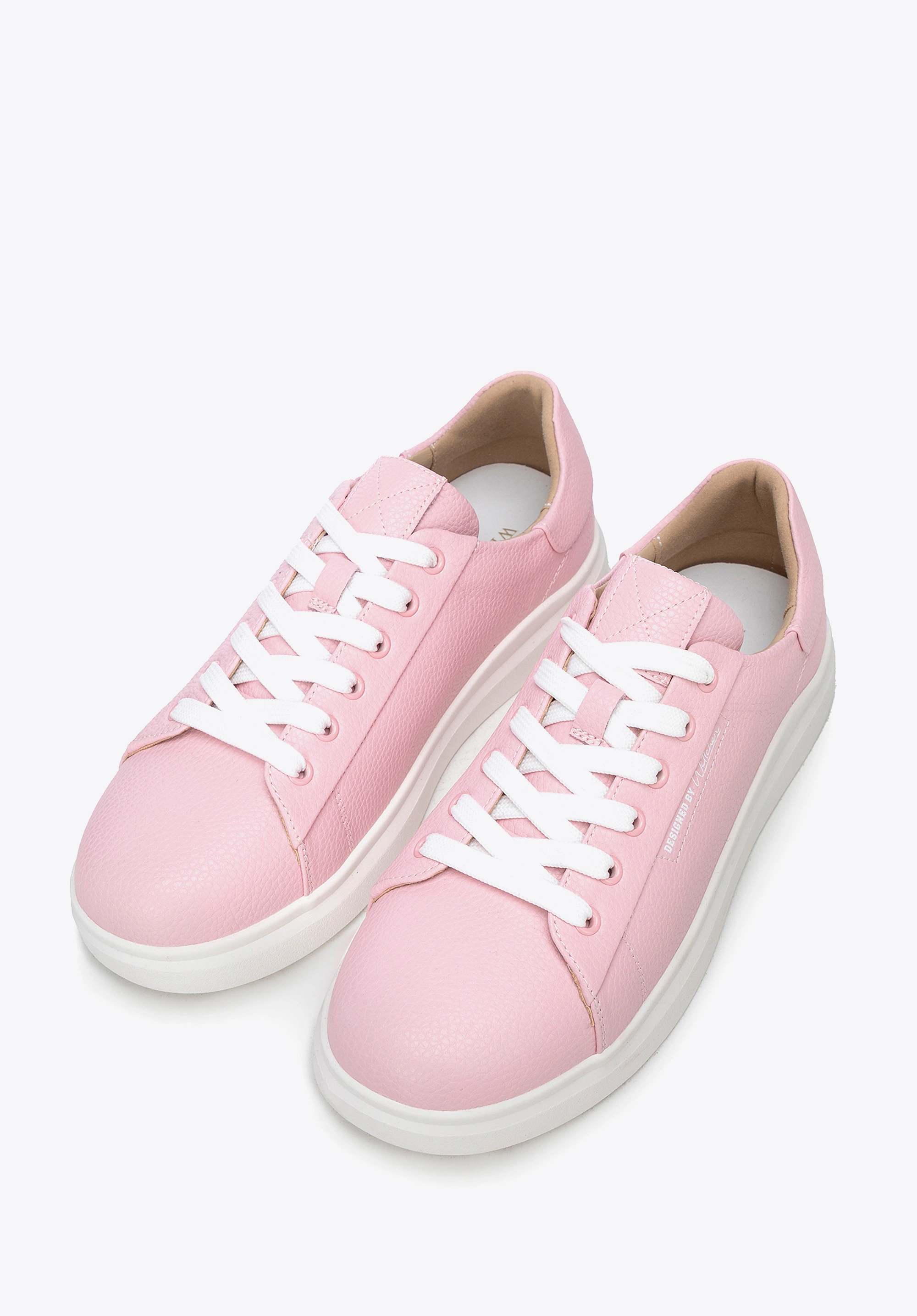 Damskie klasyczne sneakersy na platformie różowe