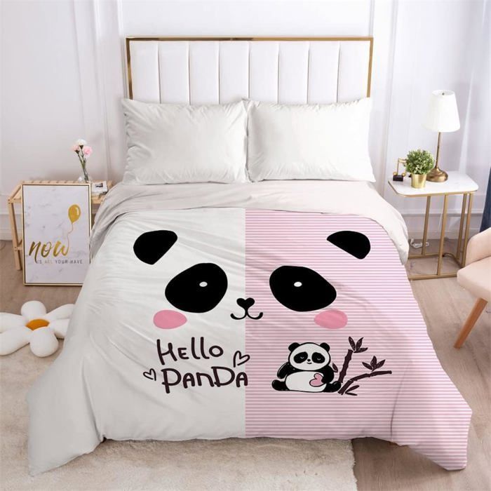 Funda nórdica de panda gigante, juego de ropa de cama infantil, suave y cómoda, funda nórdica de 200x200 cm para niñas con 2 fundas de almohada de 65x65 cm.