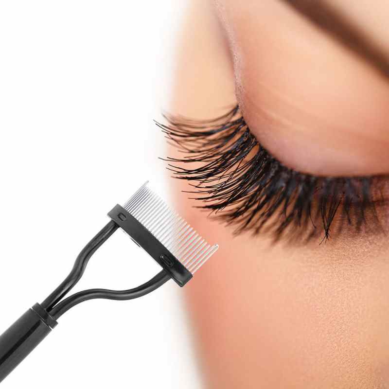 2 rizadores de pestañas, separadores de pestañas, cepillo de pestañas plegable de metal, peine para rímel, herramienta cosmética de belleza y maquillaje.