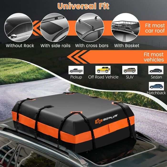 GIANTEX 425L Waterproof Car Roof Box with 10 Straps & 6 Door Hooks, for Vehicles with/without Roof Bars