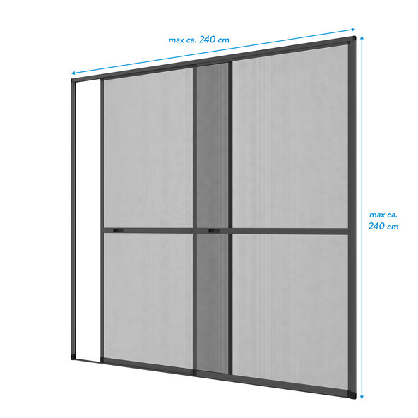 Insektnet aluminium dobbelt skydedør Comfort 240x240 cm, antracit
