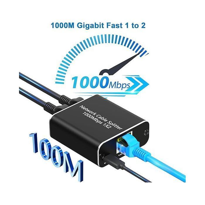 Network switch - NO - 2 RJ45 ports - Gigabit 1000 Mbps - Plug-and-play - No configuration required