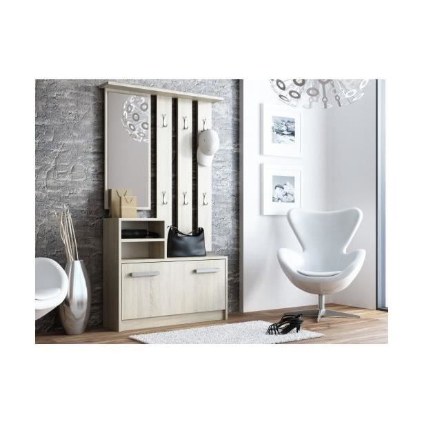 VITTORIA - Contemporary entryway unit with 6 hooks/mirror/2 niches/shoe storage 180x85x24 - Hallway - Coat rack