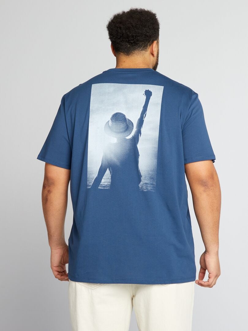 'One Piece' T-shirt met ronde hals - BLAUW