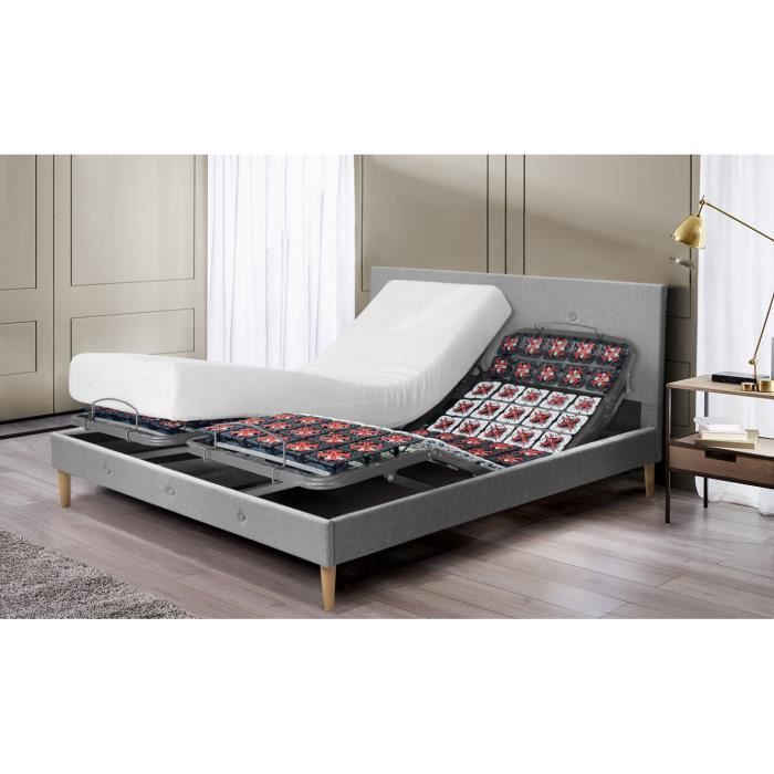 Base de cama eléctrica reclinable de Sampur | Láminas 100% ergonómicas | 90x200 cm | Cama eléctrica reclinable integrada